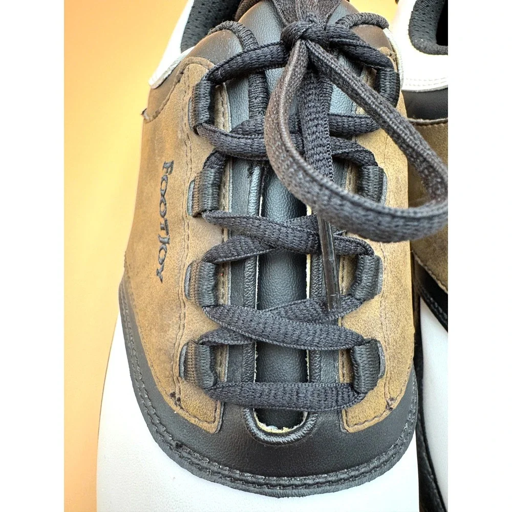 FootJoy GreenJoys Men's 10.5W White Brown Black Leather Lace-Up Golf Shoes Cleat - Picture 7 of 14